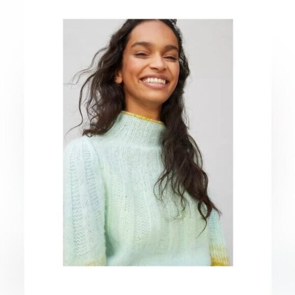 Anthropologie Perri Ombre Tunic Sweater / XSmall / Mint Purple Wool Alpaca Long - Picture 10 of 10